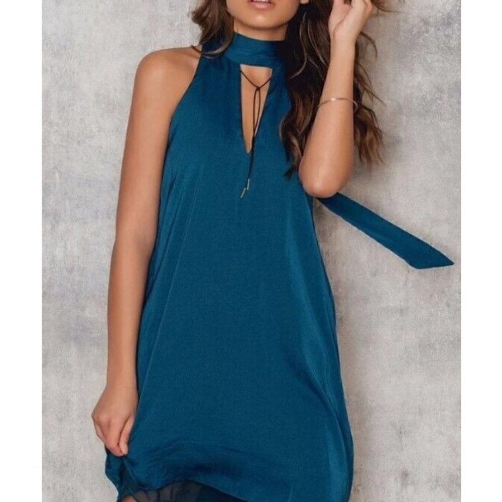New TJD Imperial Mini Dress Womens M Deep Emerald Jetset Diaries Revolve Pockets